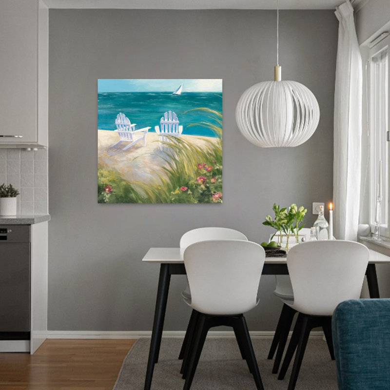 «Coastal Regatta I Square» avec art des plages Adirondack, H 32 po x l 32 po