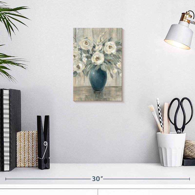 Harnek floral gris grange, H 12 po x l 8 po