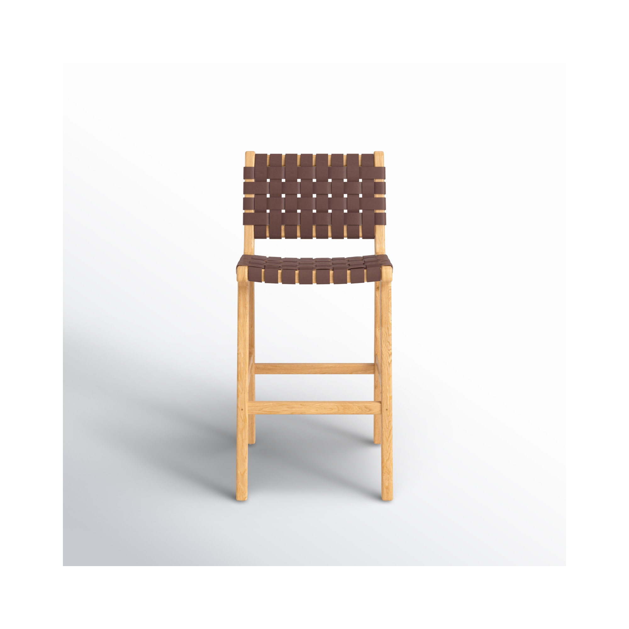 Alston Leather Stool, Cognac Leather/Natural Frame, Bar Stool (29.70" Seat Height)