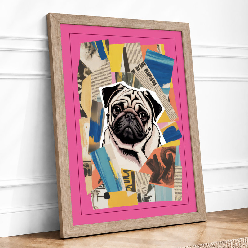 Playful Pug Pop Art Modern - Print, A2 - 59.4 x 42.0 cm, Oak