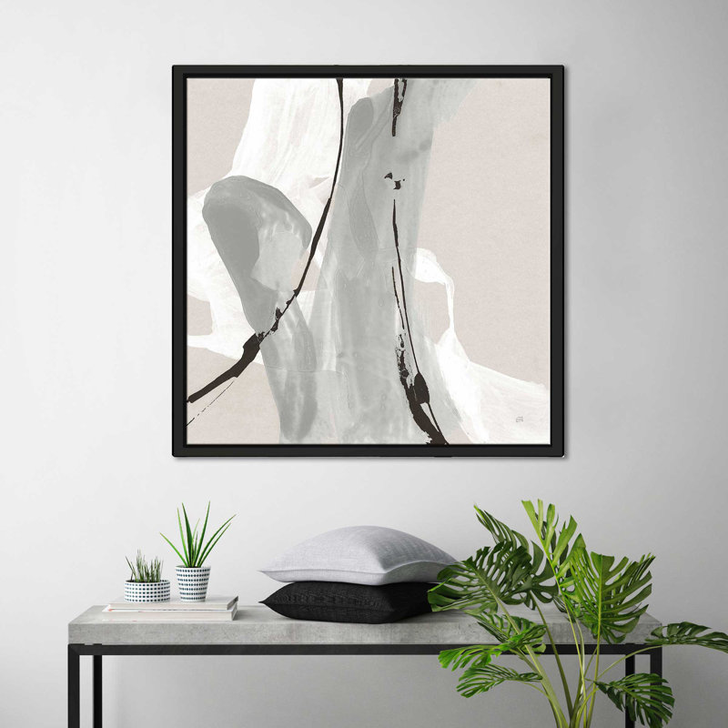 «Touch Of Gray IV» par Chris Paschke, H 27,5 po x l 27,5 po x P 2 po, Cadre flottant noir