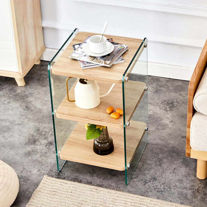 Unité de rangement à trois couches avec portes en verre