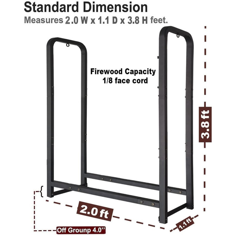 Foundry Select Firewood Rack Stand 2ft Heavy Duty, Matte Black | Wayfair