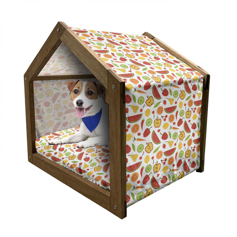 Niche pour chien en bois jaune, H 22,44 po x l 23,62 po x P 17,72 po