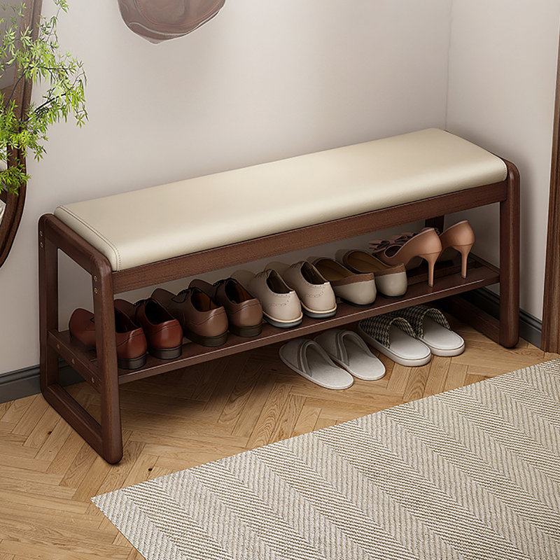 Banc de rangement pour chaussures 5 paires, H 16,5 po x l 39,4 po x P 14,2 po, Brown