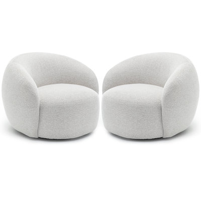 Light Gray Curved Swivel Barrel Chairs