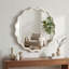 Miroir décoratif rond en bois massif ondulé de 24 pouces, idéal pour ajouter de l'élégance et du style à n'importe quelle pièce-1166292734