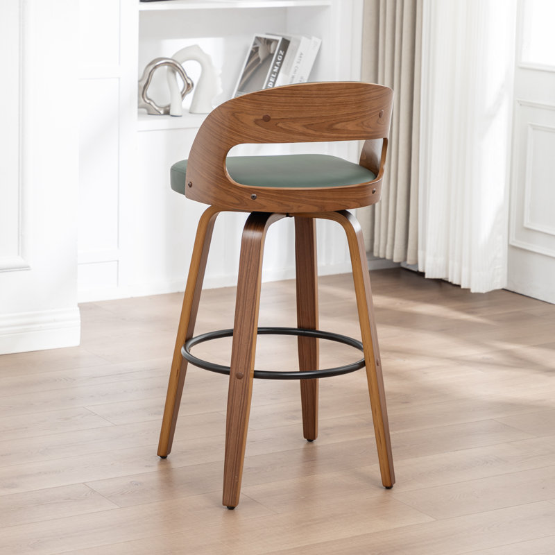 Swivel Upholstered Counter Stool, Green, Counter Stool (24.8" Seat Height