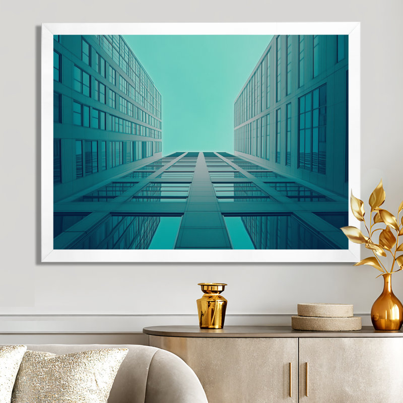 Perspective urbaine en télougou - Tableau encadré des bâtiments, H 30 po x l 40 po, White Picture Framed