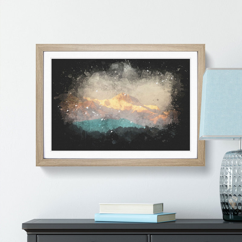 Mountains in Pokhara Nepal - Picture Frame Graphic Art Print, 45cm H x 63cm W x 2cm D, Oak Framed