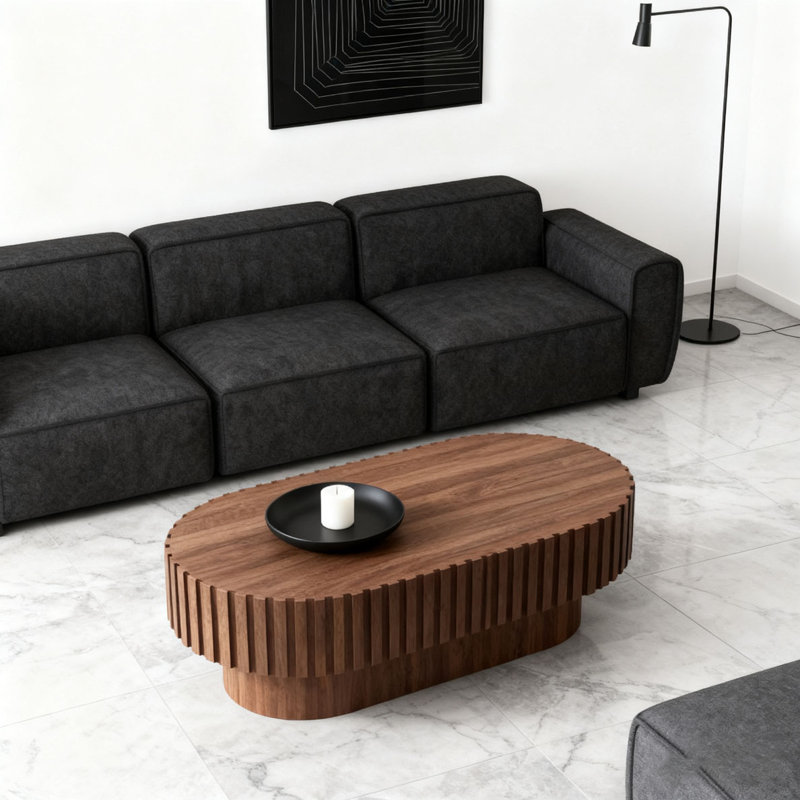Table basse ovale, table basse en bois classique pour le salon
