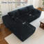 Canapé modulaire en velours côtelé à gauche avec 2 coussins, siège modulaire en forme de L avec assise profonde, sans assemblage requis, noir-1094022116-1094022122