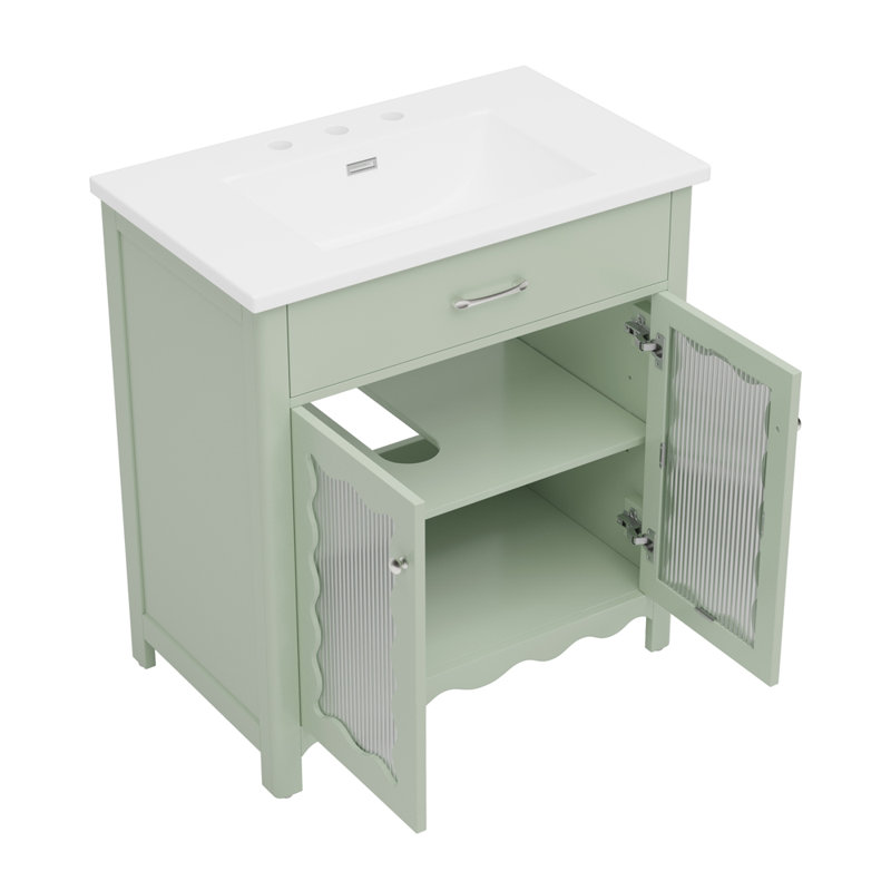 Meuble-lavabo vert 31 po avec lavabo en céramique 31 po