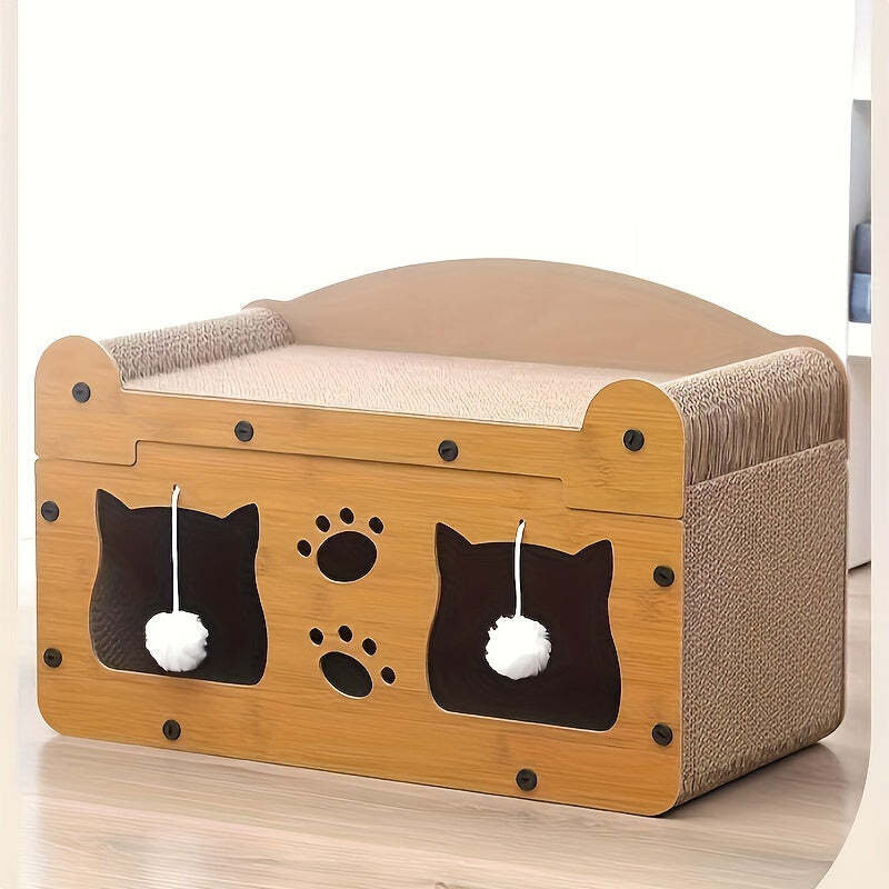 Brown Multi-Functional Cat Scratcher Lounge Bed