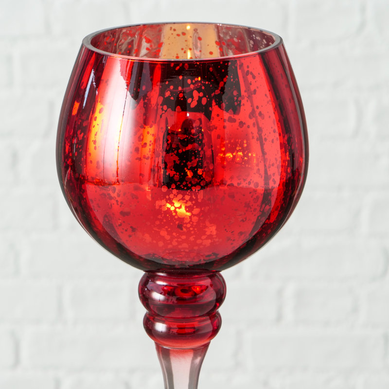 Votive rouge à longue tige en verre mercurisé