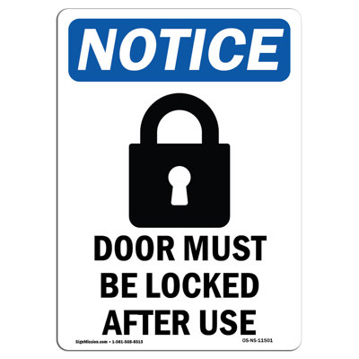 Door Must Be Locked Sign