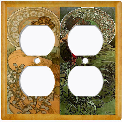 Copper Rust Patina Teal Print 2 - Gang Toggle Light Switch Standard Wall Plate