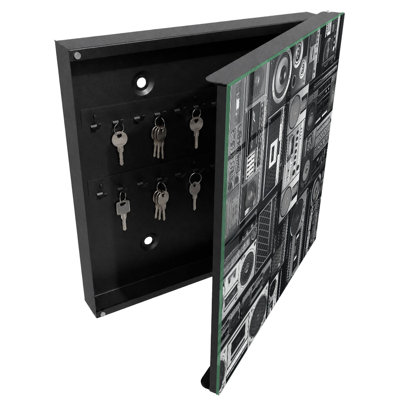 Key box, Opens to the right, 30x30x5, White, Stylish retro radios and speakers, 