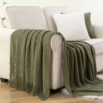 Throw Blanket for Couch, Textured Soft Throw Blankets, Decorative Knitted Blanket for Home Living Room Decor, 50"x60"