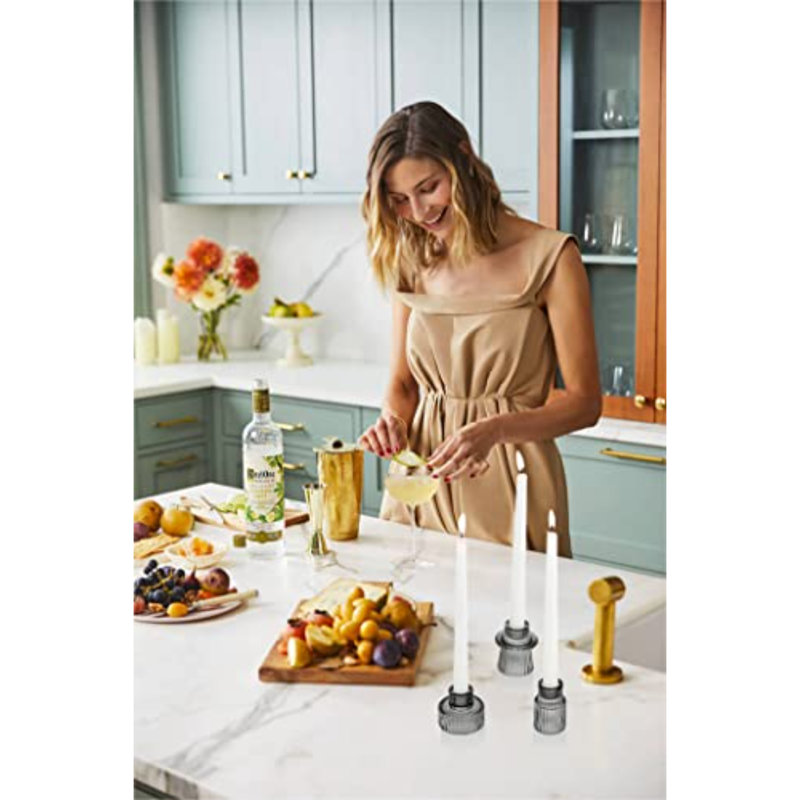 Bougeoirs en forme de chandelle en verre Taper, Gris