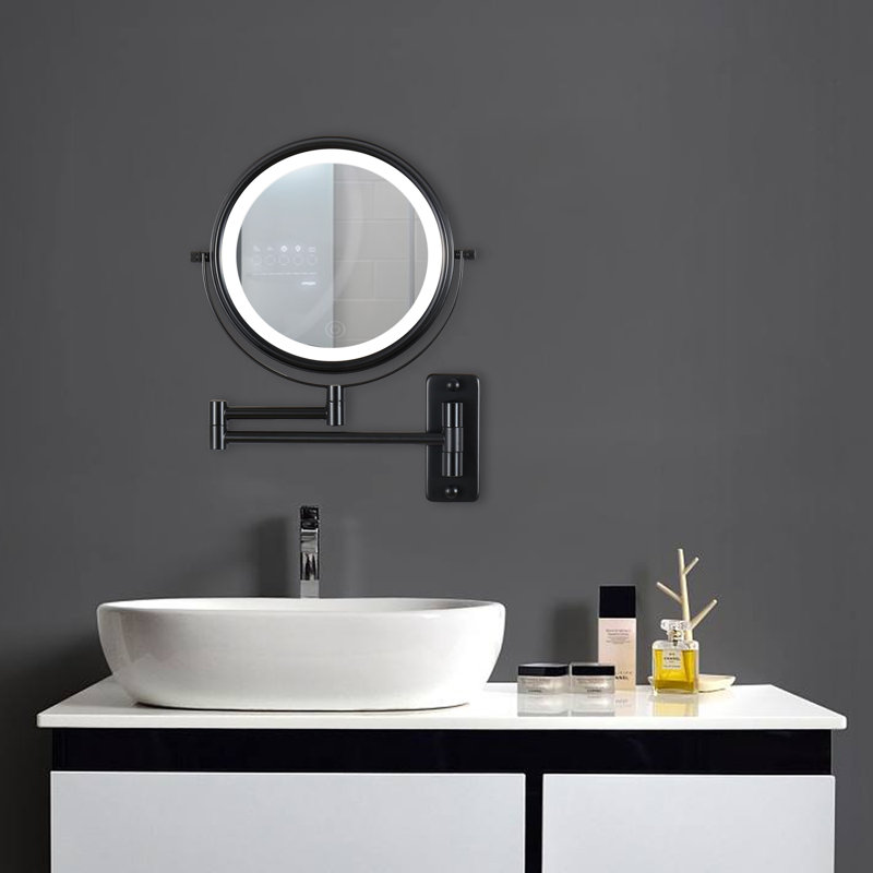 Johara Metal Round Mirror, Black
