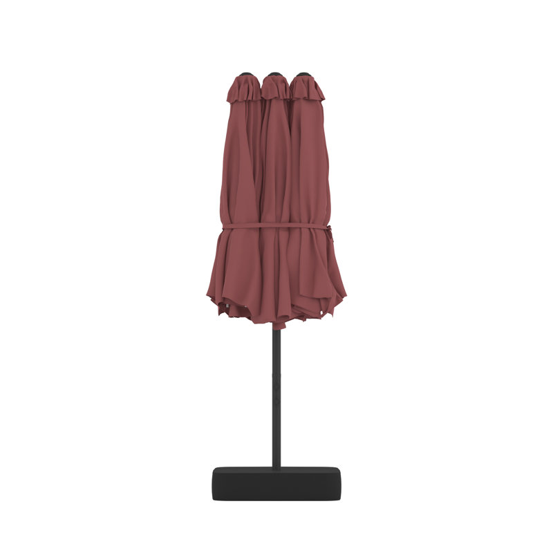 Parasol de terrasse extra large double face de 4,57 m (15 pi) avec base incluse, Red