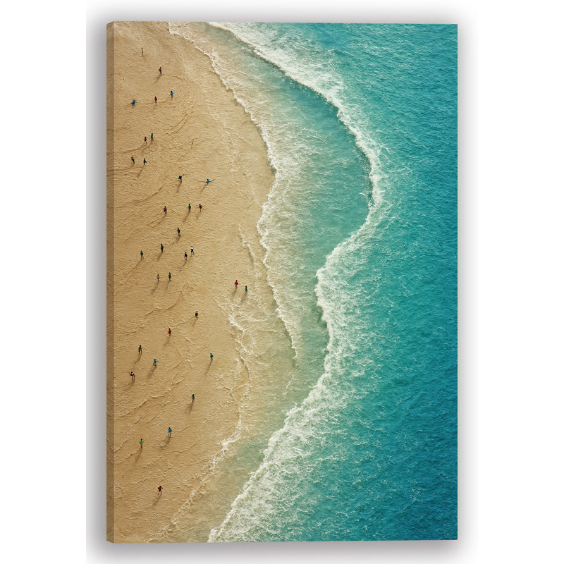 Shoreline Stroll - plage aérienne, art mural sur toile
