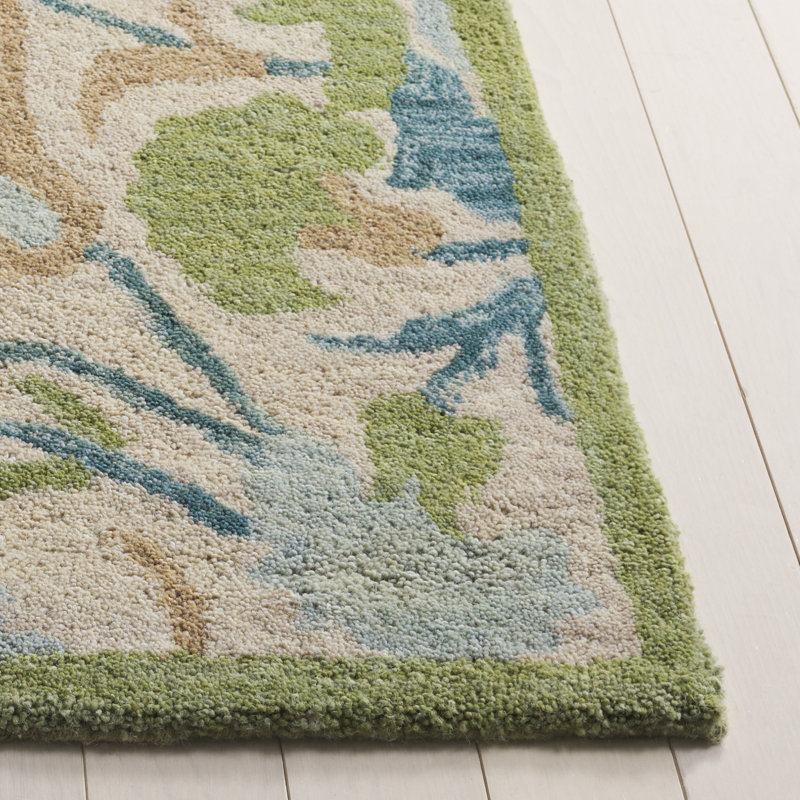Antiquity Hand Tufted Wool Floral Rug, Rectangle 5' x 8'