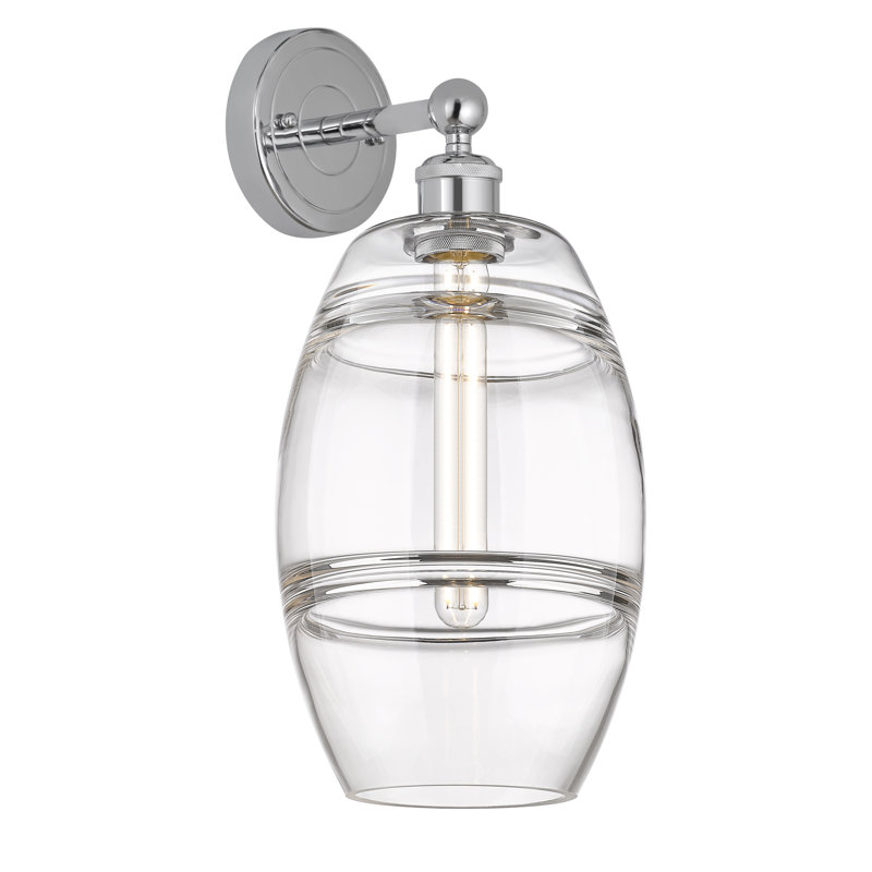 Applique murale en acier Bettylou, Chrome poli, Transparent, H 12,13 po x l 8 po x P 8,5 po