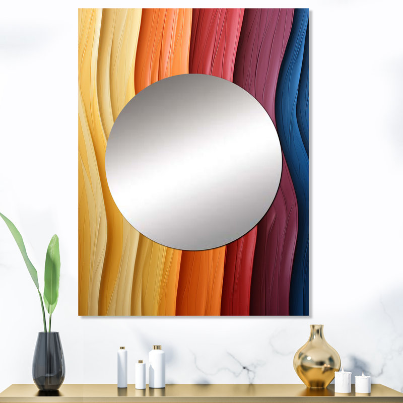 Hoorya Ashanti au trône, vague multicolore - miroir décoratif de formes abstraites, miroir mural moderne, impression d'art en métal
