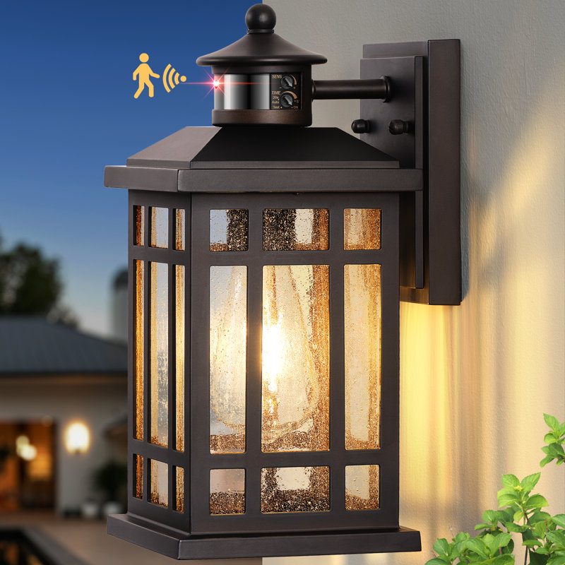Motion Sensor Outdoor Wall Light, Adjustable Sensing Range Outside Lights for House, Matte Black