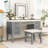 Vanity Desk with LED Mirror, 7 Drawers, Cushioned Stool, Classic Hollow Drawer Design-943195034