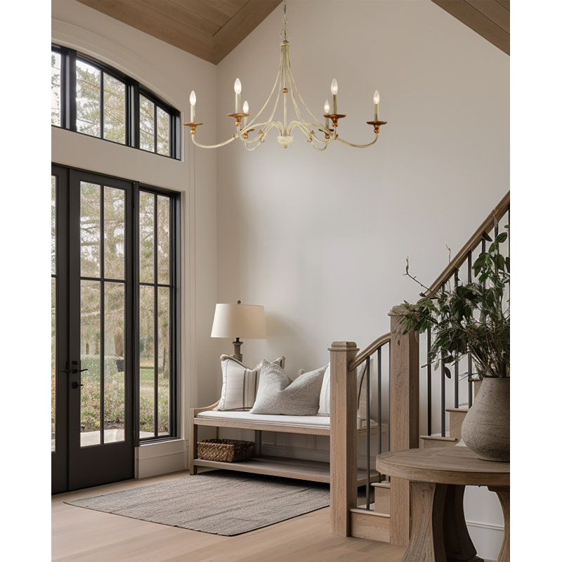 Everly Quinn Westchester County Sand Coal With Skyline Gold Chandelier, Gold