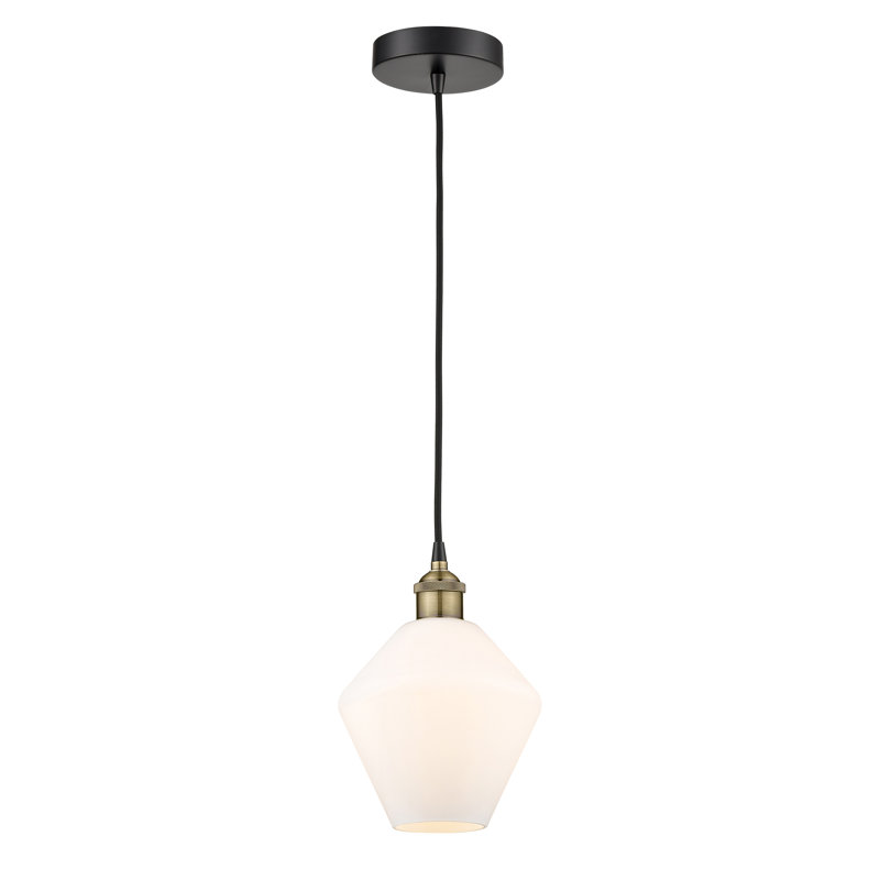 Gabbie 1 - Light Single Drop Pendant Pendant, Cased Matte White, Black Antique Brass