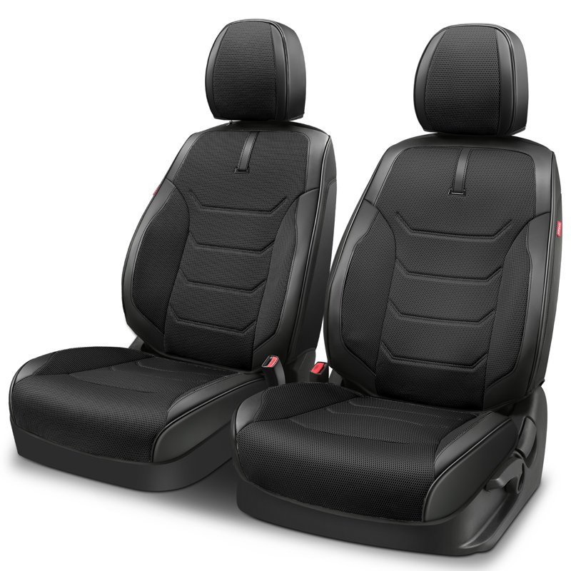 Front Row Seat Covers Universal Waterproof Polyester For Cars Suvs Trucks Airbag Compatibility​​, Black