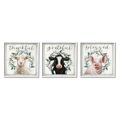 " Thankful Grateful Blessed Country " 3 Piece Art Graphic Art Print