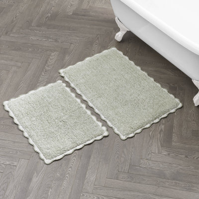 Laura Ashley Heathered Crochet Border Bath Rug 2-Piece Set