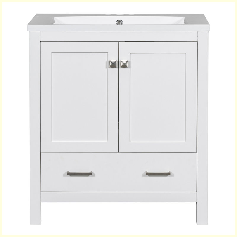 Meuble-lavabo moderne avec lavabo simple et tiroir, Blanc
