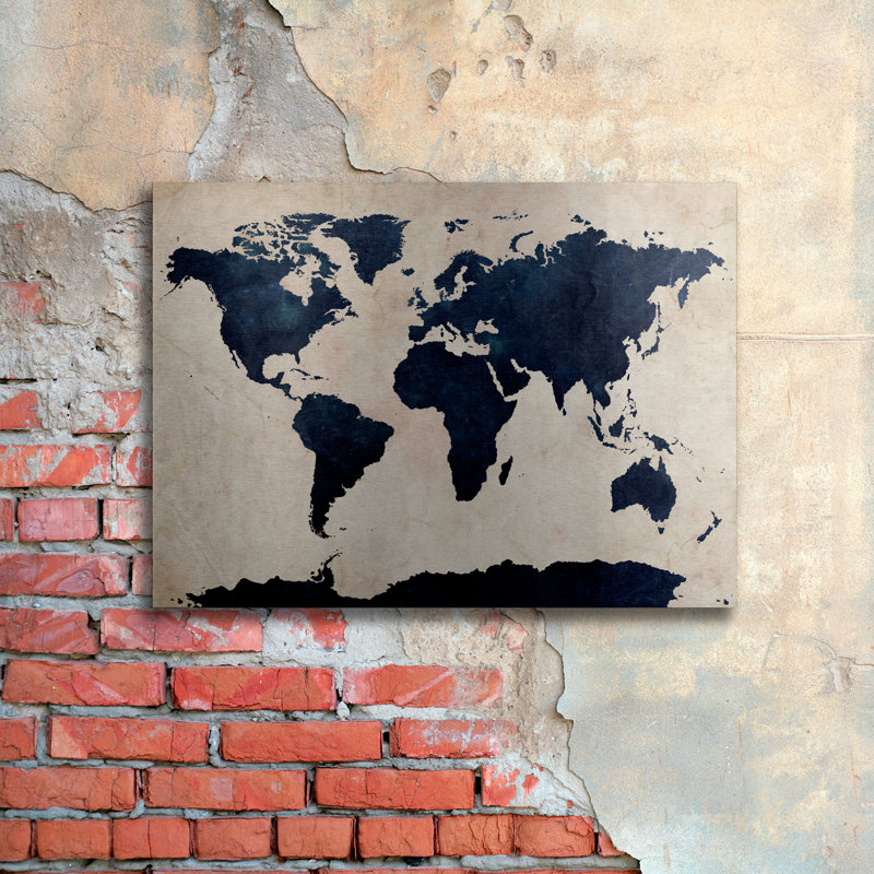 « world map-marine », impression sur métal