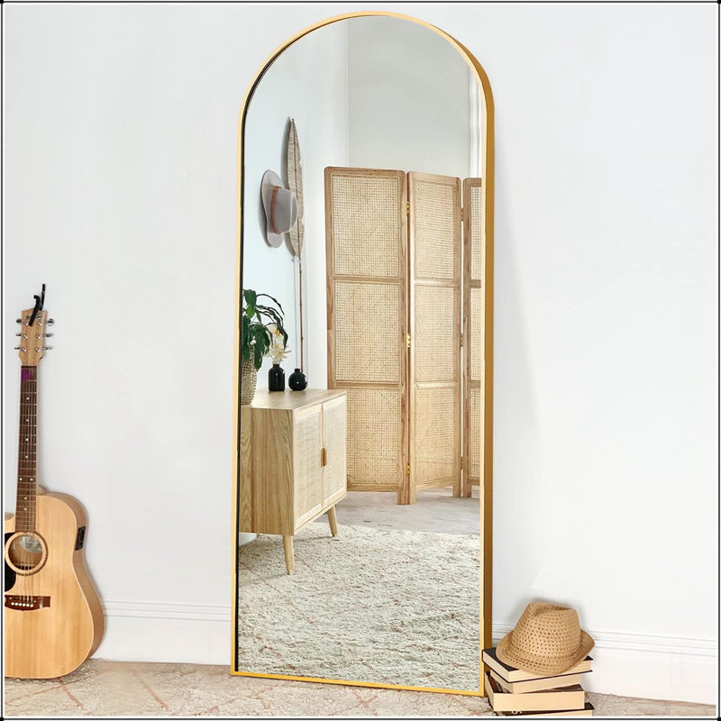 Miroir pleine grandeur en or 65 po x 22 po, Doré, 65 po x 22 po