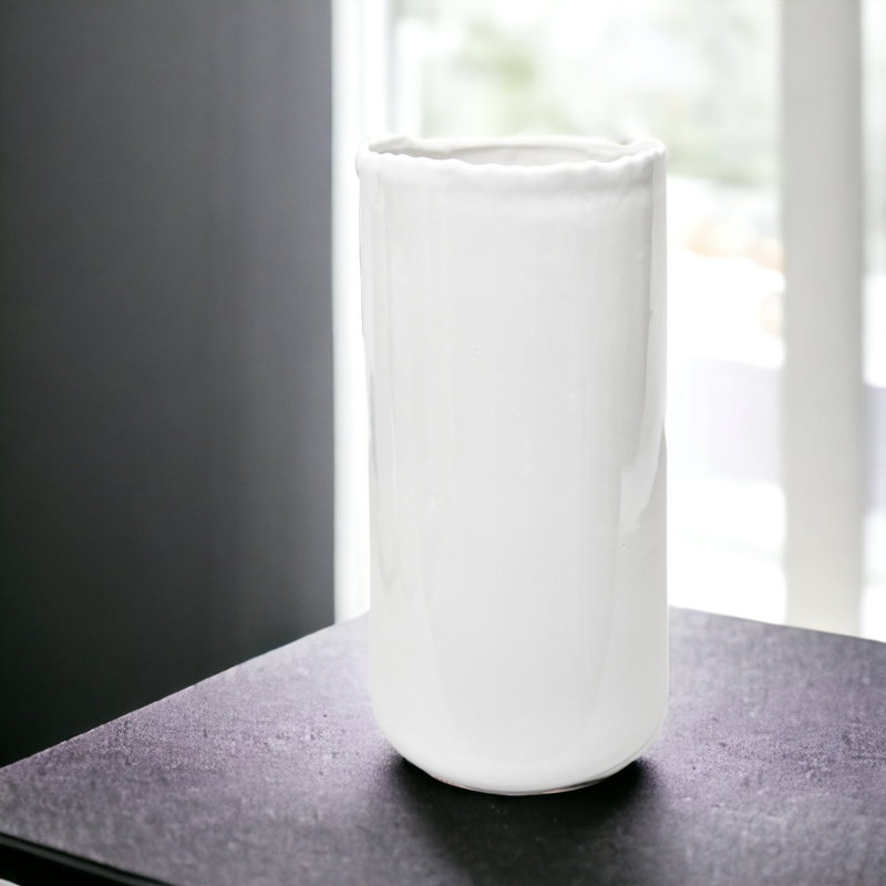 Vase de table en céramique Janyhia, Blanc