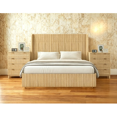 3-Piece Bedroom Set, 1 King Bed with Tall Wingback Headboard and 2 4-Drawer Dresser