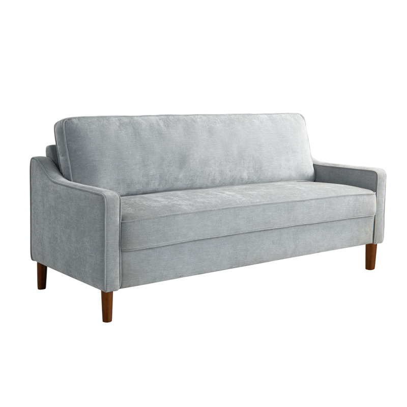 Sarah 76" Wide Upholstered Square Arm Sofa, Light Gray