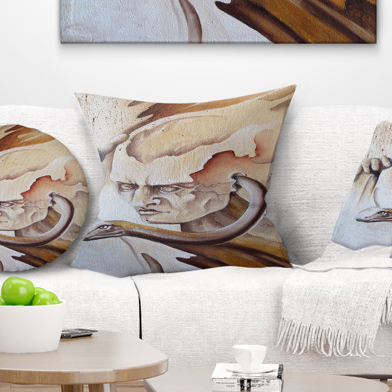 Voix à l'intérieur - Coussin imprimé abstrait, 16 po x 1 po, Coussin décoratif