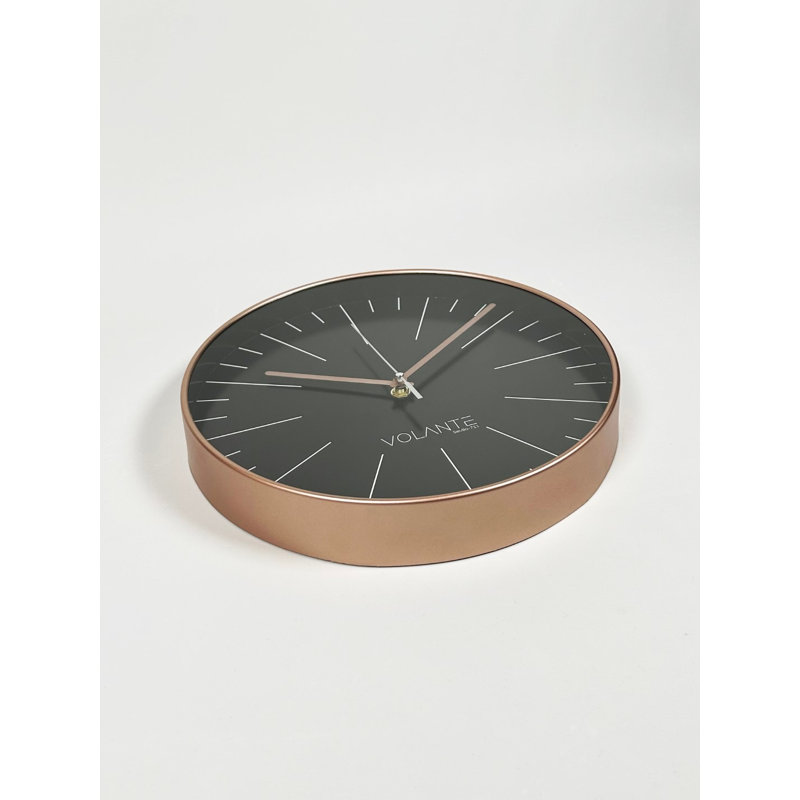 Bronze Decorative Wall Clock, 11.8 Inches Diameter | 100% Plastic Body, Real Glass Cover, Thickness: 1.8 Inches | Elegant Design for Home & Office Décor, Perfect for Living Room or Kitchen Wall Display