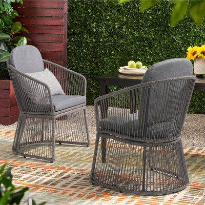 Outdoor Dining Armchair With Cushion by Red Barrel Studio