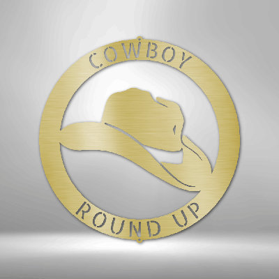 Personalized Cowboy Monogram Steel Sign Steel Art Wall Metal Decor