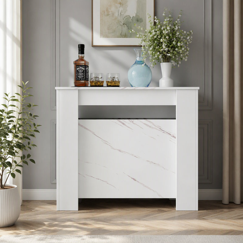 118.11 " W Console Table, White Line, White Line, White Line