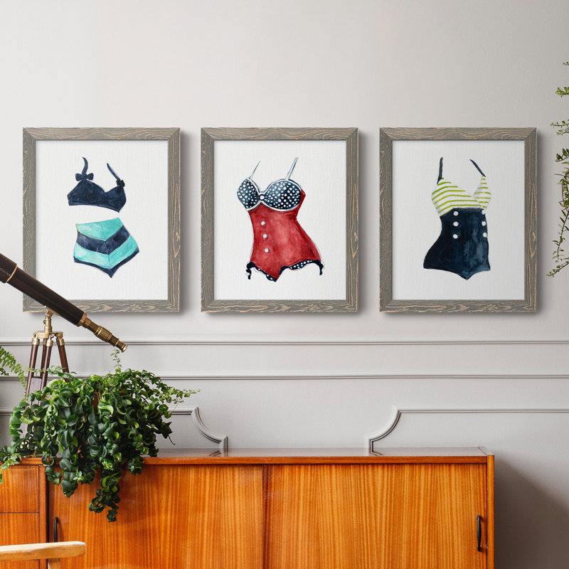 Ensemble de 3 impressions sur toile rétro Vintage, gris, H 43,5 po x l 31,5 po x P 1 po