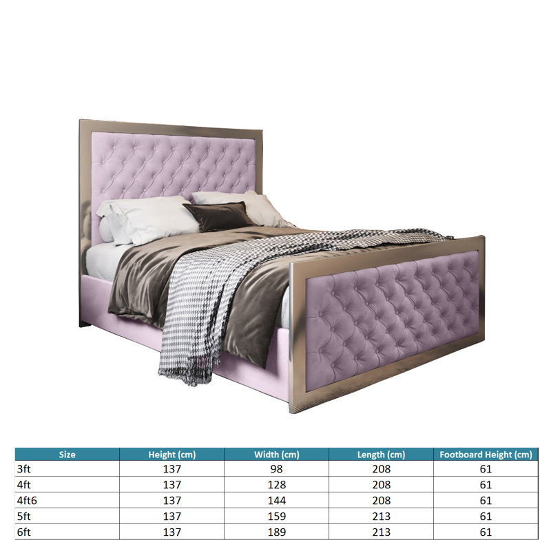 Aleeza Upholstered Bed, Single (3'), Pink